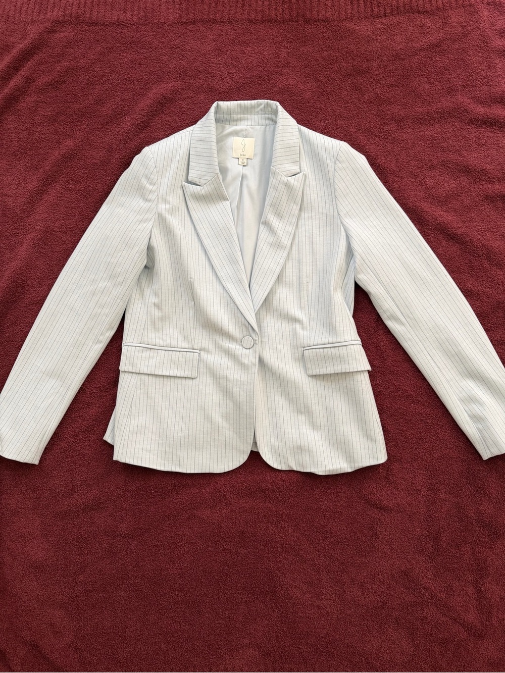 Women’s light blue pinstripe blazer and pant SET
